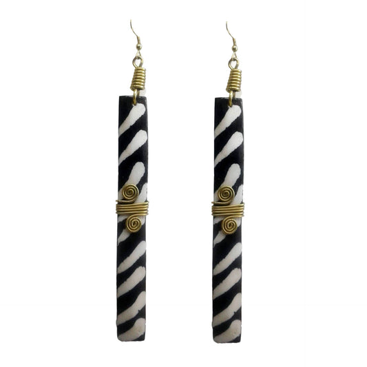 Black and White Long Dangle earrings